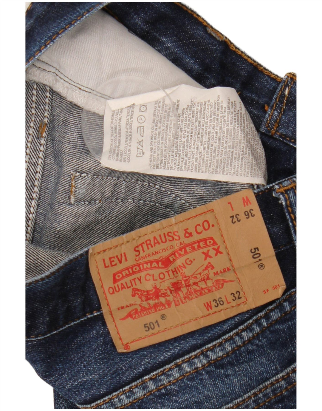 Levi's Herre 501 lige jeans W36 L32 blå bomuld