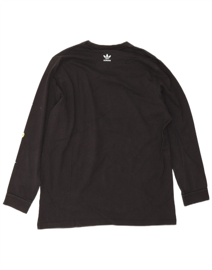 Adidas Dame Grafisk Top Langærmet UK 14 Medium Sort Bomuld