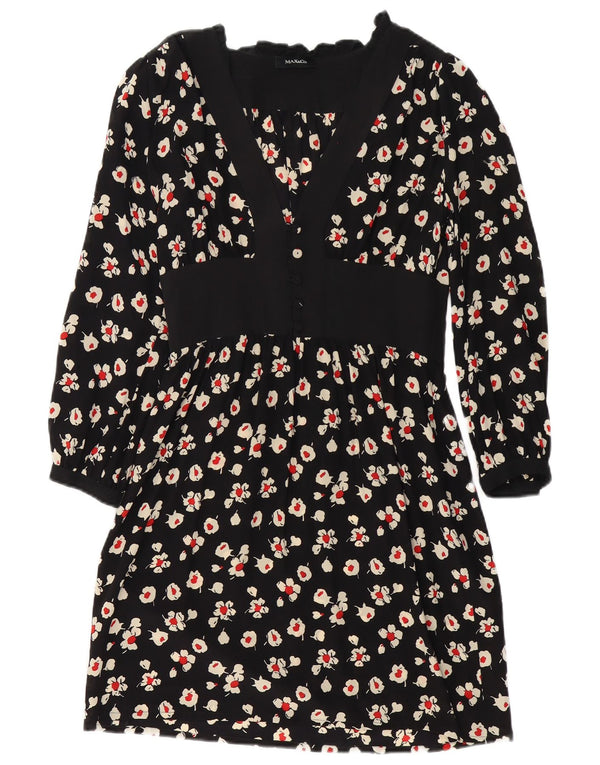 Max & Co. Langærmet Empire-kjole til kvinder UK 14 Medium Black Floral