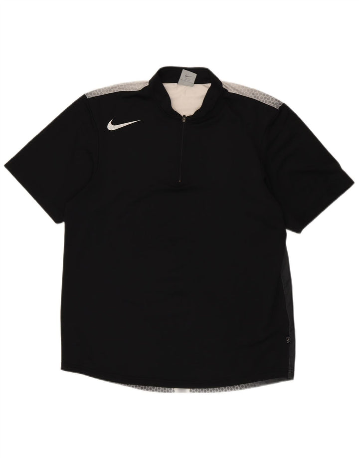 NIKE herre Dri Fit T-shirt top UK 39/41 medium sort plettet polyester