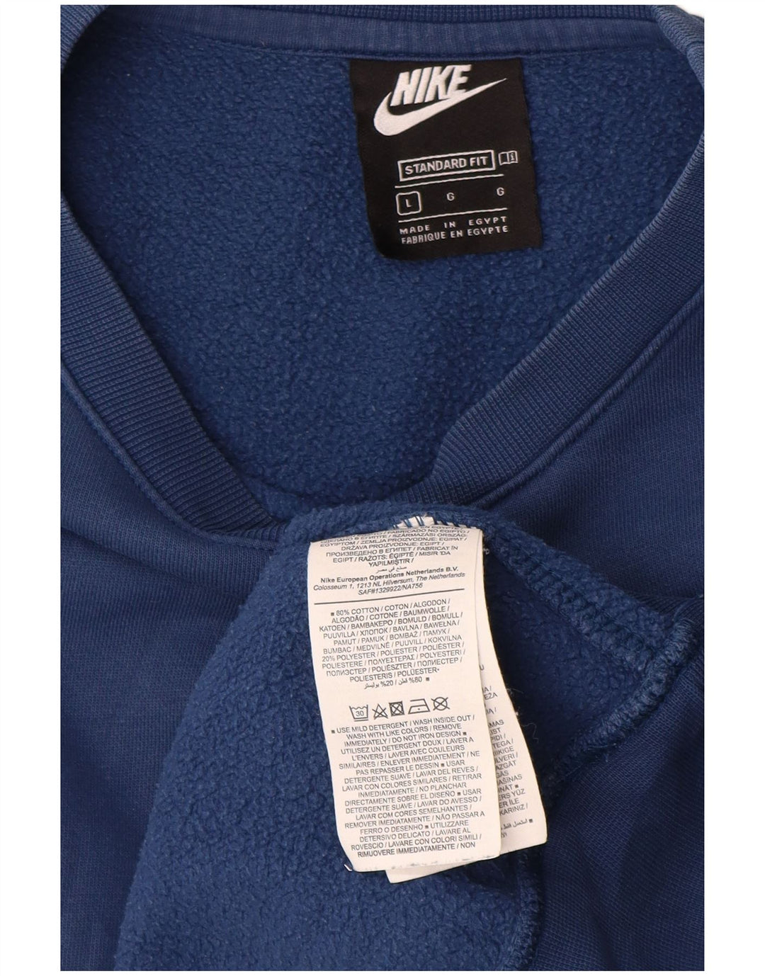 NIKE Herre Grafisk Standard Fit Sweatshirt Jumper Stor Blå Bomuld