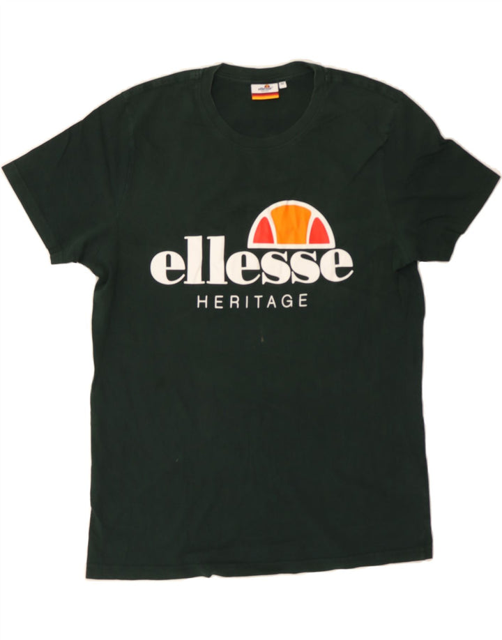 ELLESSE Mens Heritage Graphic T-Shirt Top Medium Green Cotton Vintage Ellesse and Second-Hand Ellesse from Messina Hembry 