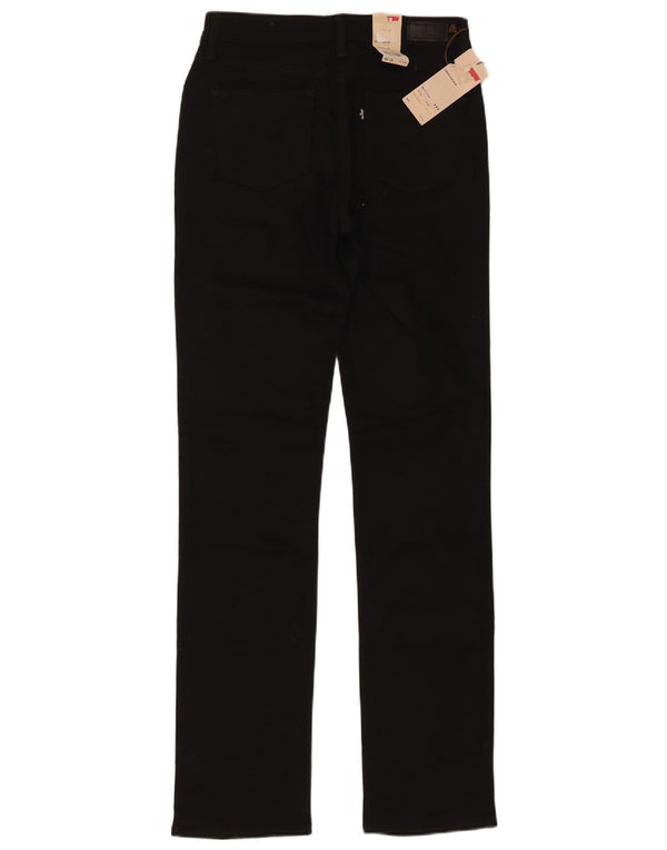 Levi's Womens Demi Curve Mid Rise Straight Jeans W28 L34 Black Cotton