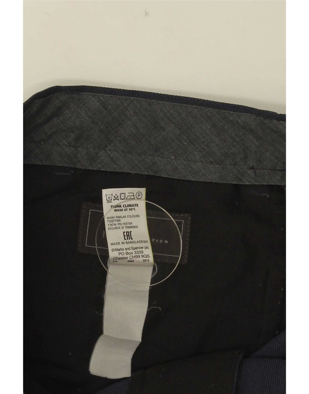 Marks & Spencer Herre Straight Regular Fit Suit Bukser W38 L28 Marineblå