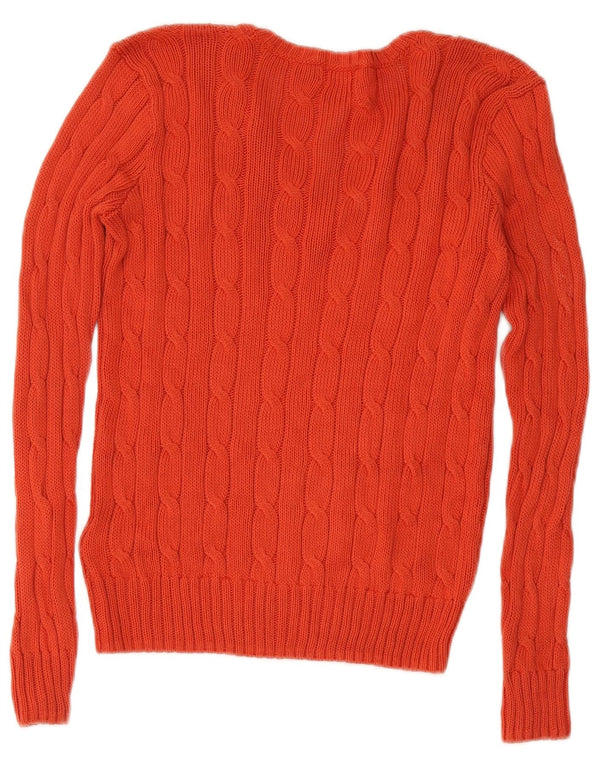 Polo Ralph Lauren Dame V-hals sweater UK 8 Lille rød bomuld
