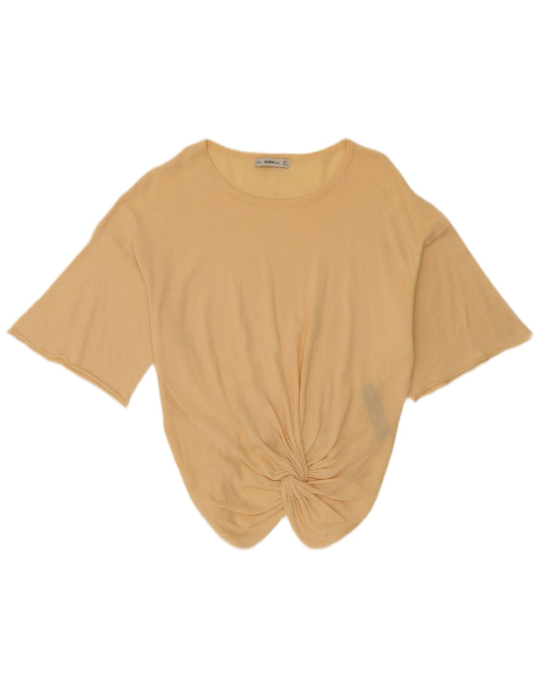 Zara Dame 3/4 ærmet bluse Top UK 14 Medium Beige Bomuld