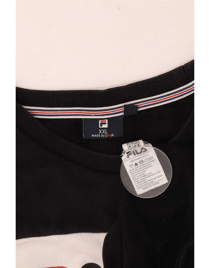 Fila Herre Grafisk Sweatshirt Jumper 2XL Sort Colourblock Bomuld