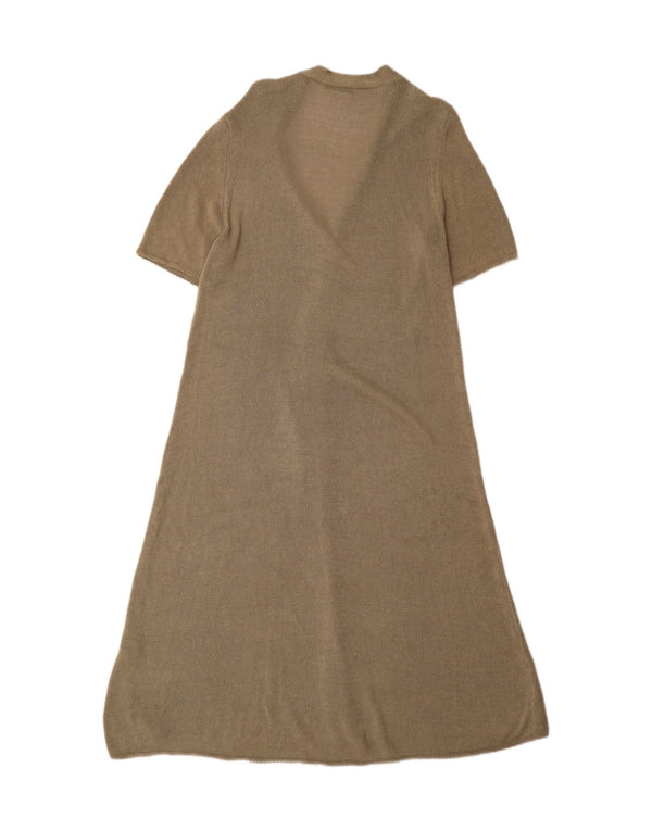 Zara Dame Strik A-Line Kjole UK 16 Stor Khaki Viscose