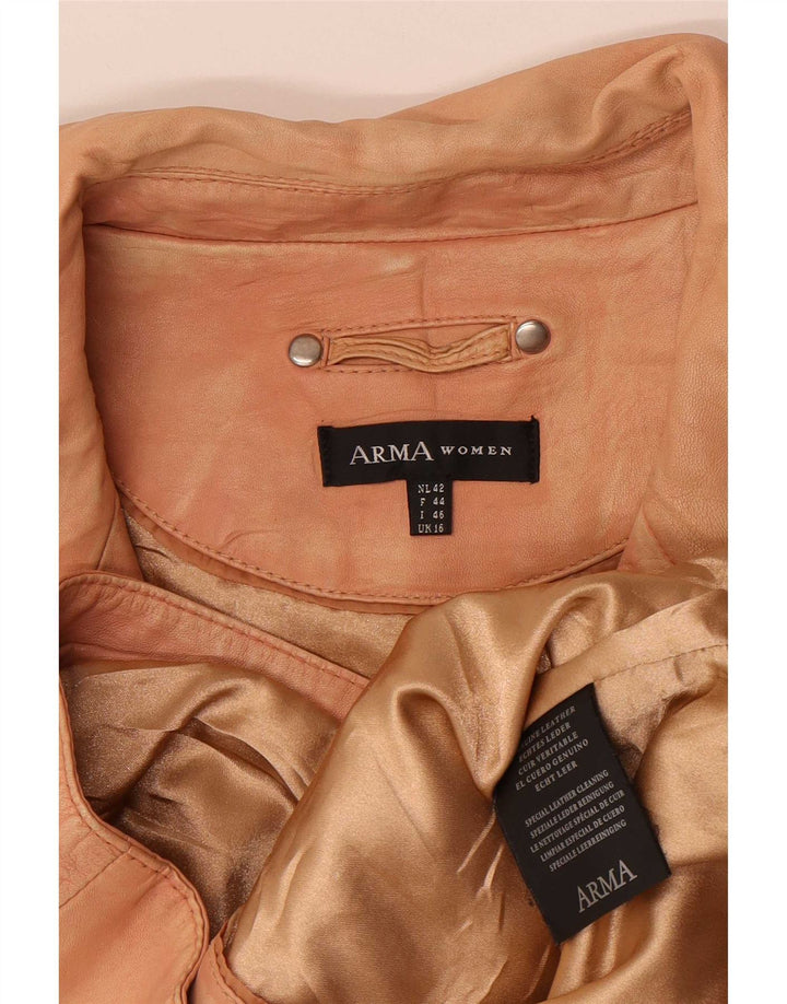 Arma Læder Biker Jacket UK 16 Large Beige