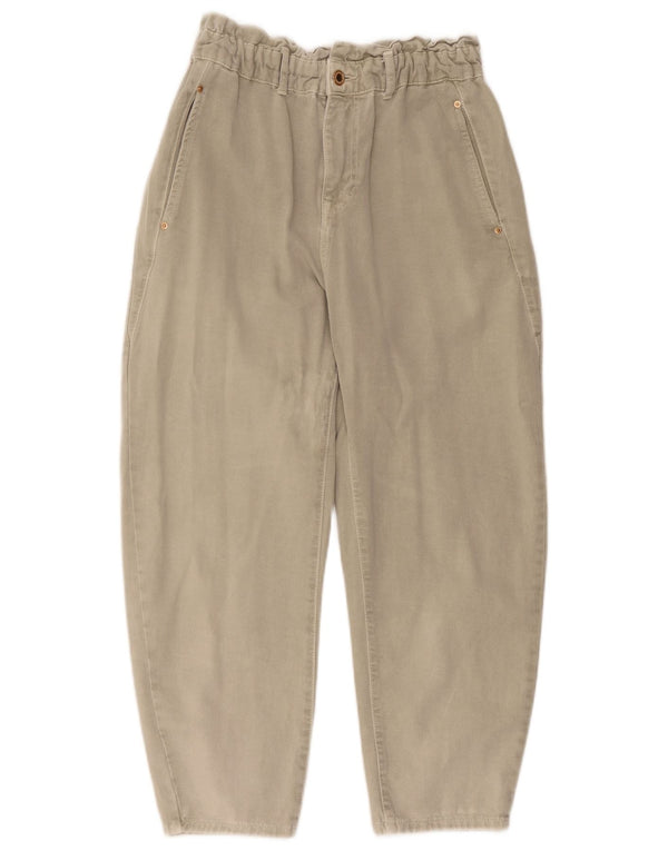 Zara Dame Højtaljet Tapered Capri Bukser EU 40 Medium W30 L23 Beige