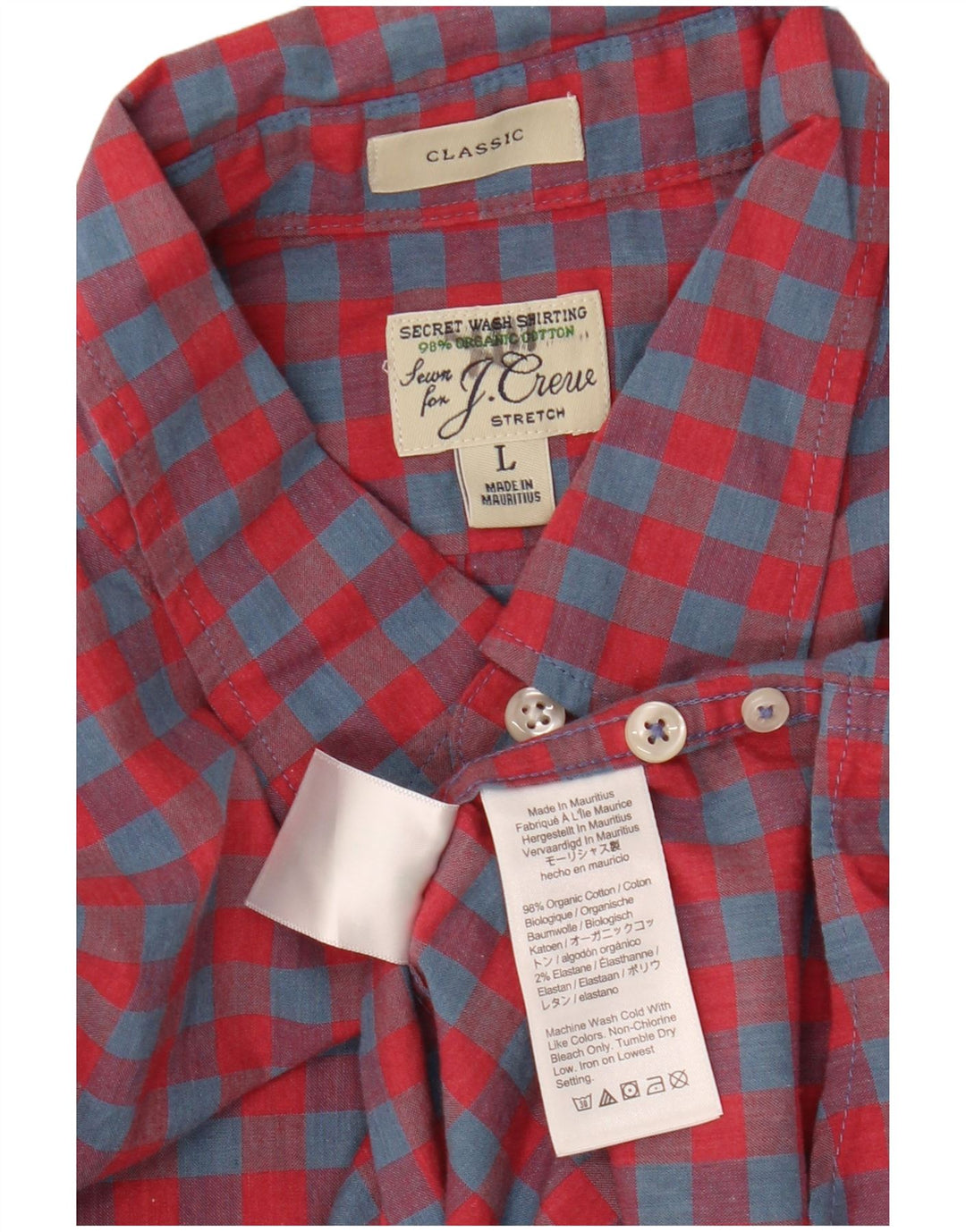 J. CREW Herre Classic Fit skjorte Stor rød Gingham Bomuld