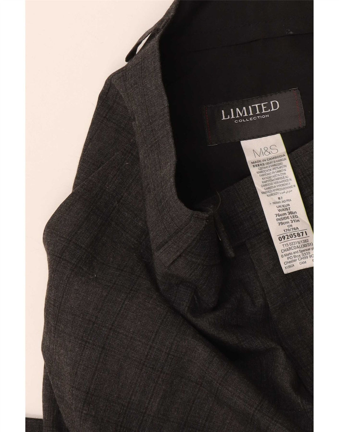 Marks & Spencer Herre Slim Suit Bukser W30 L31 Grå ternet polyester