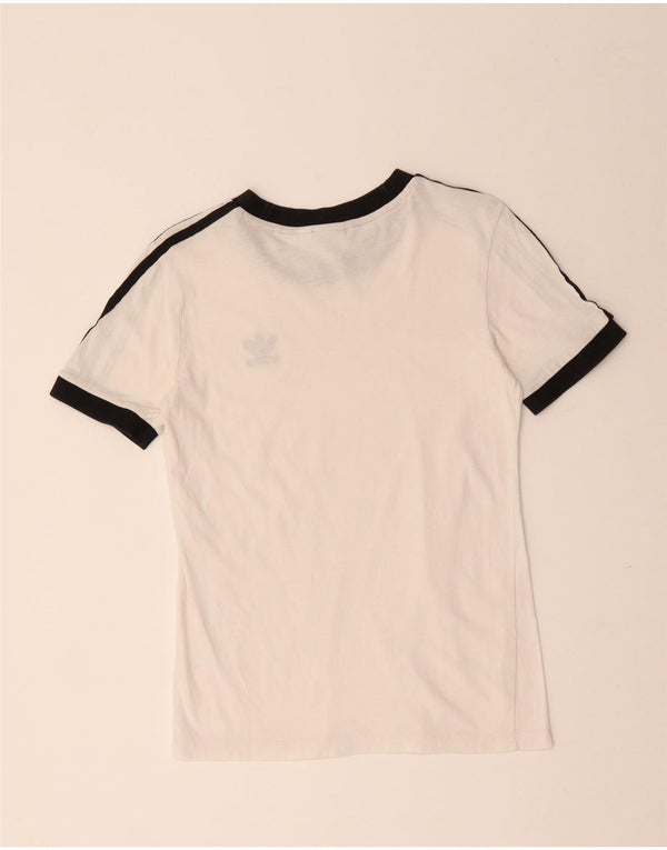 Adidas Dame T-Shirt Top UK 6 XS Hvid Bomuld