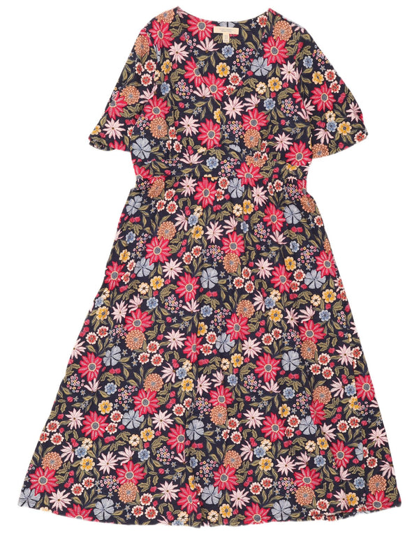 Seasalt Cornwall Dame Maxi Dress UK 16 Large Navy Blue Floral Cotton