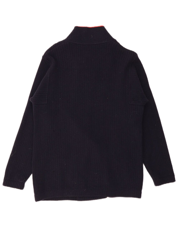 Vintage Dame Dobbeltradet Cardigan Sweater UK 16 Large Navy Blue