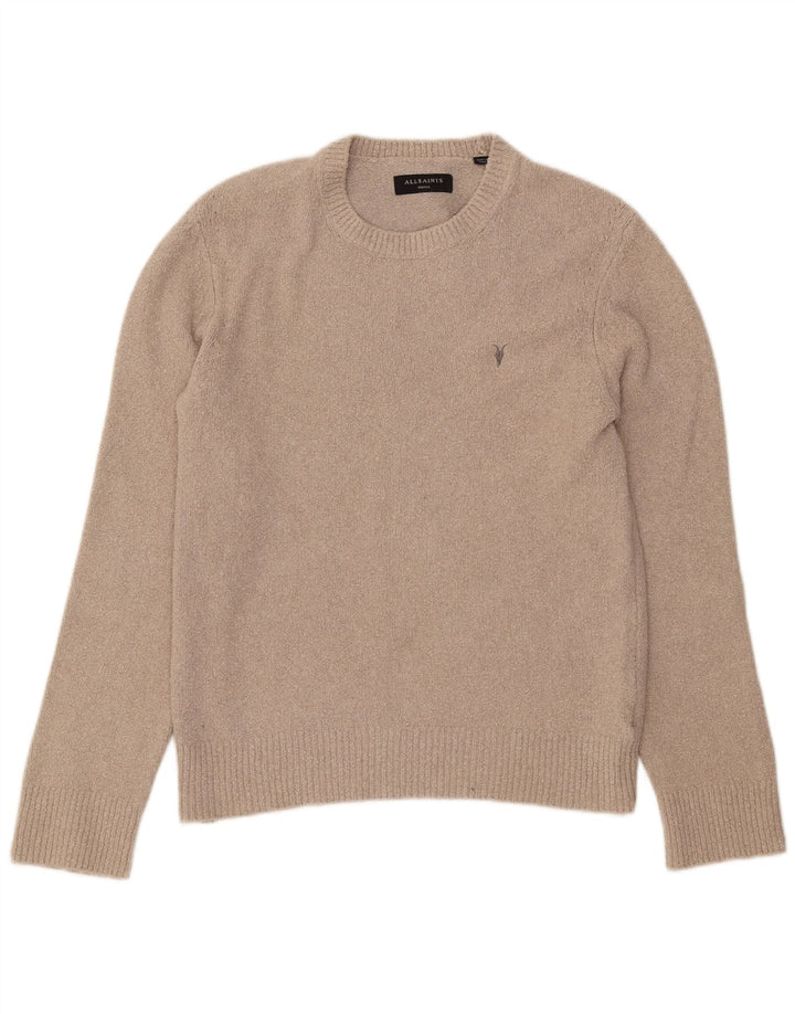 ALL SAINTS Herre sweater med rund hals, lille beige bomuld