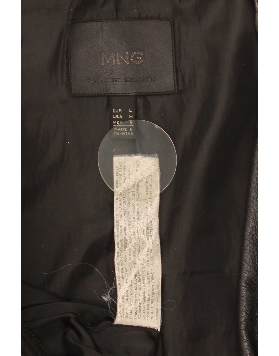 Mango Womens Crop Læderjakke UK 14 Stor sort læder
