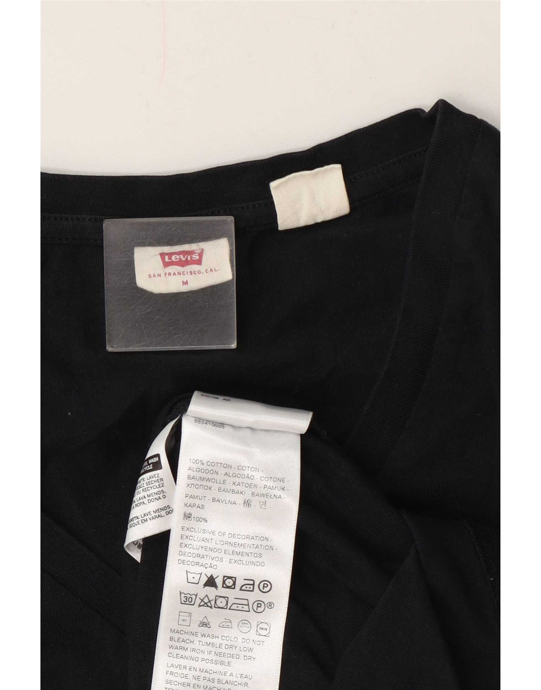 Levi's Dame T-Shirt Top UK 14 Medium Sort Bomuld