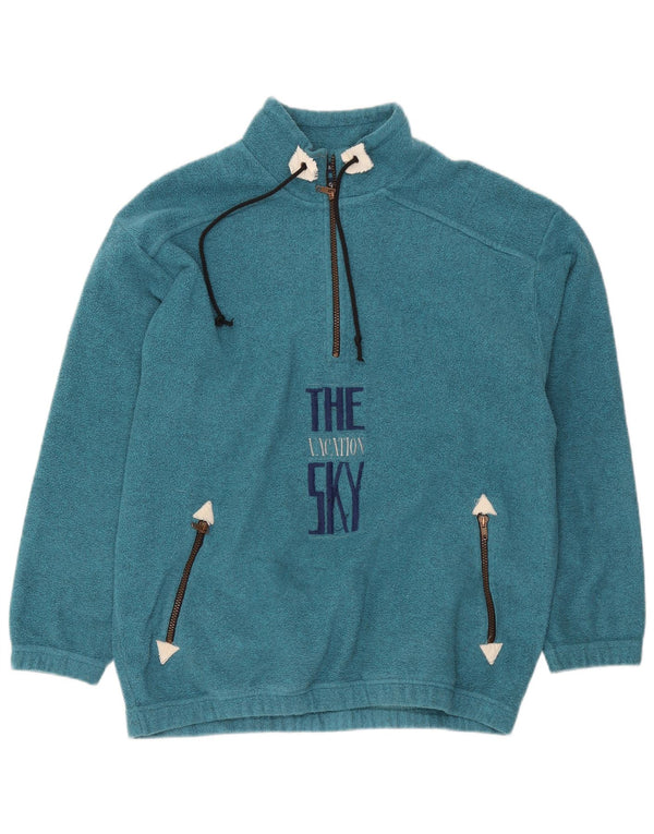 Campagnolo Mens Graphic Zip Neck Fleece Jumper IT 48 Medium Blue