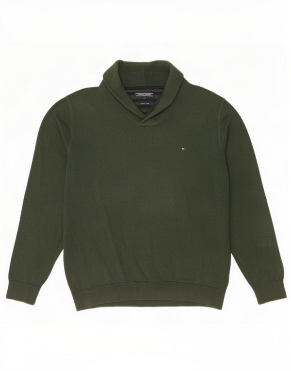 Tommy Hilfiger Herre Shawl Neck Jumper Sweater 2XL Grøn Bomuld