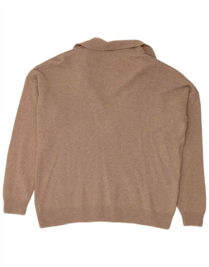 Massimo Dutti Dame Oversized Polo Neck Jumper Sweater UK 14 Medium Brun