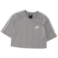 Nike Womens Crop T-Shirt Top UK 10 Lille grå stribet polyester
