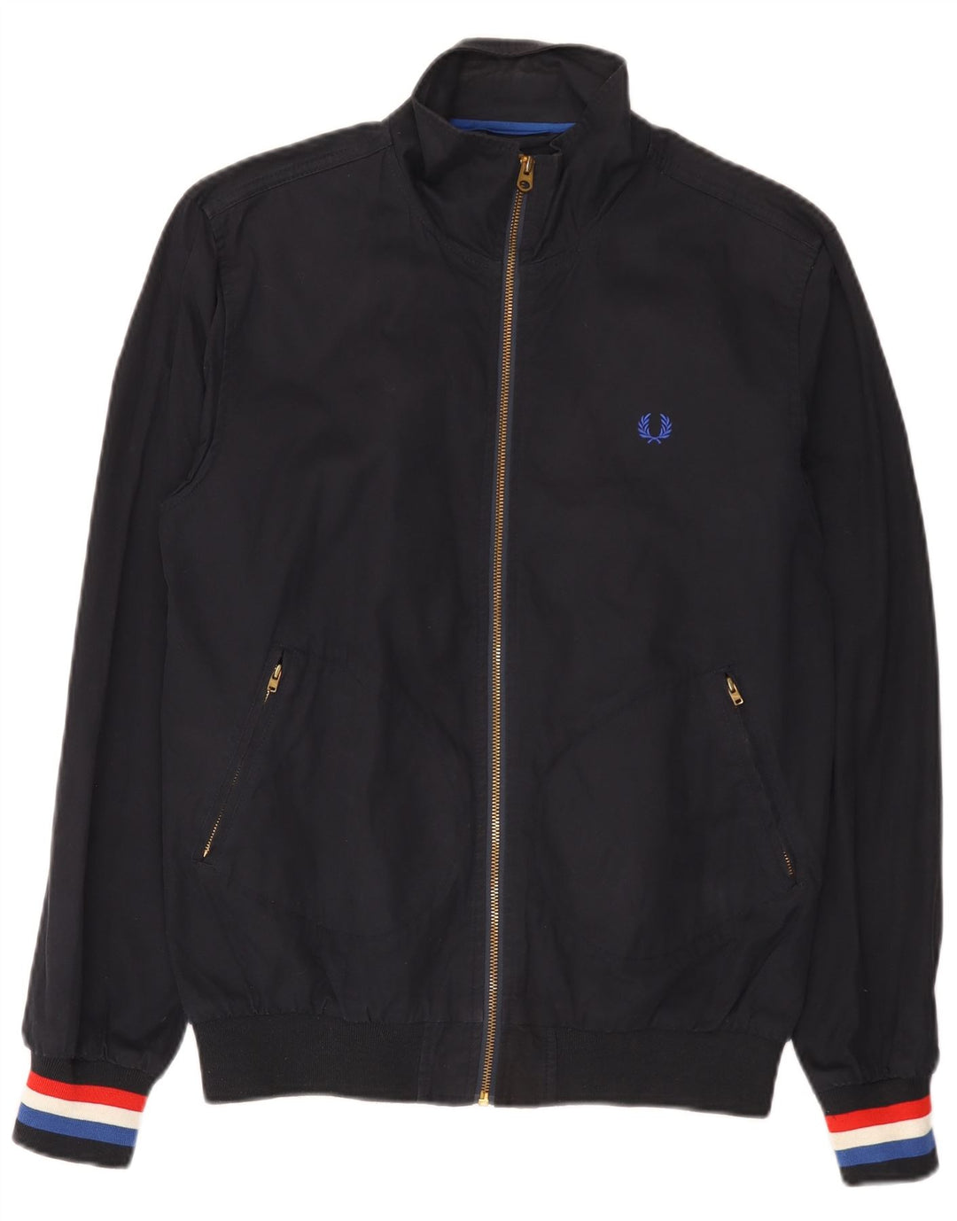 Fred Perry Herre Bomber Jacket UK 38 Medium Navy Blue Bomuld