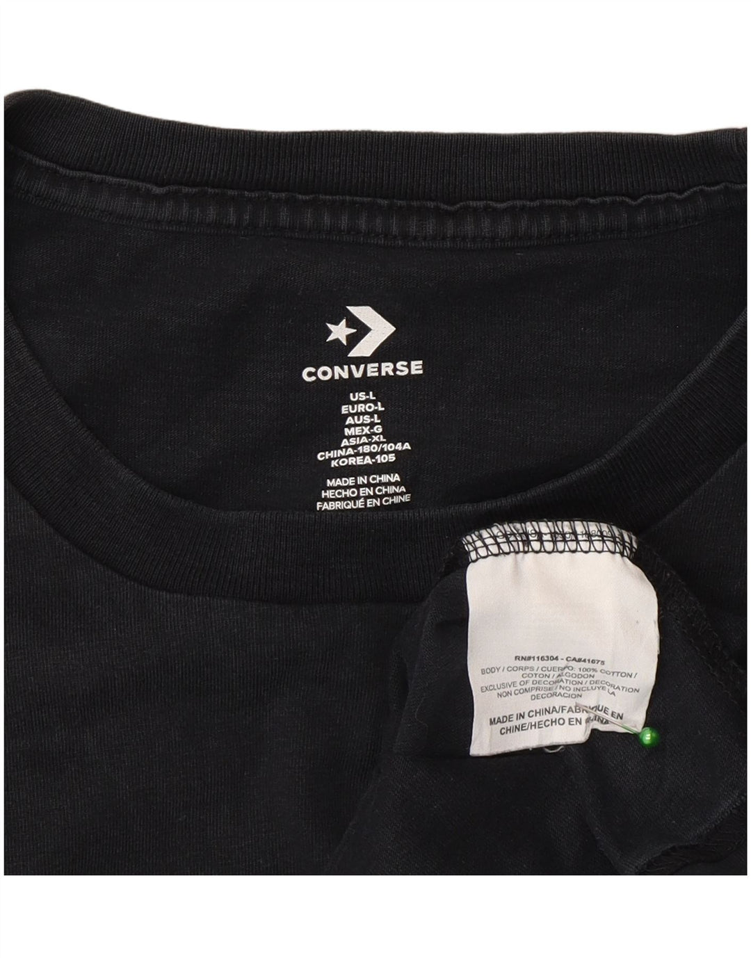 Converse Herre grafisk T-shirt Top Stor sort bomuld