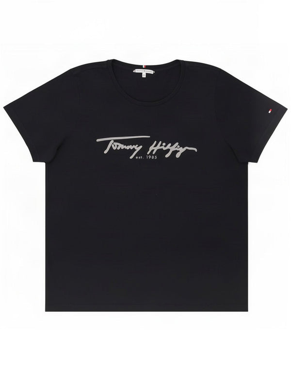 Tommy Hilfiger kortærmet grafisk T-shirt top til kvinder UK 20 2XL Marineblå