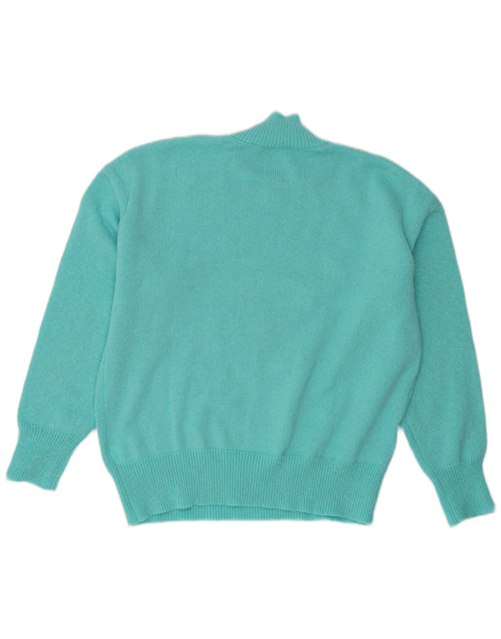 Vintage Dame Oversized Turtle Neck Jumper Sweater UK 14 Medium Turkis