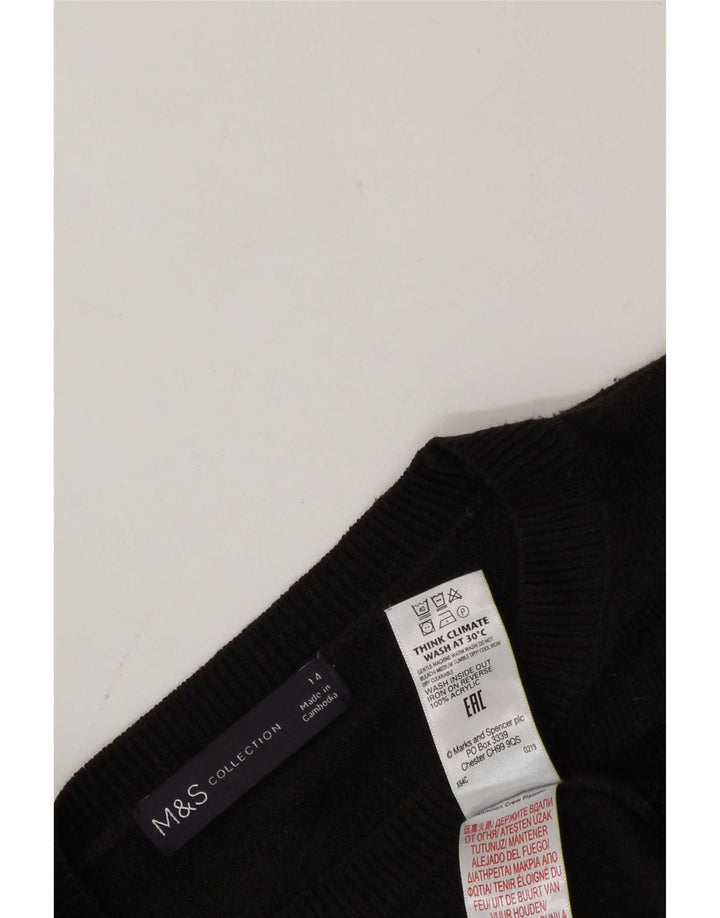 Marks & Spencer Dame sweater med rund hals DK 14 Medium Sort Akryl