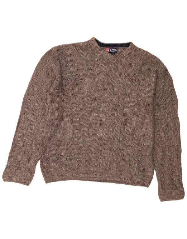 Chaps Herre Crew Neck Jumper Sweater Stor grå sildebensbomuld