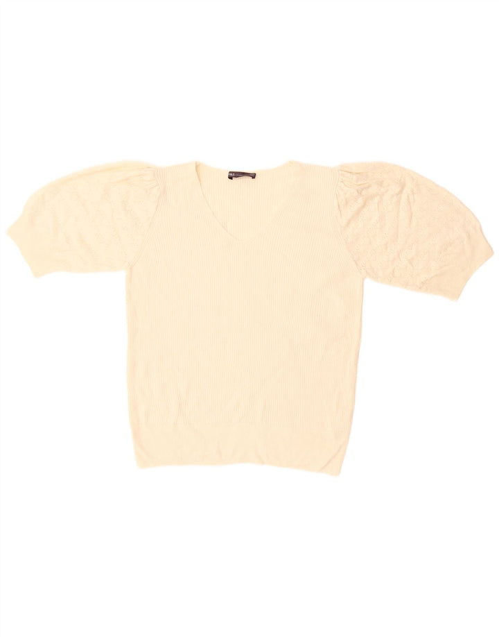 Marks & Spencer Dame V-hals sweater UK 14 Medium Off White