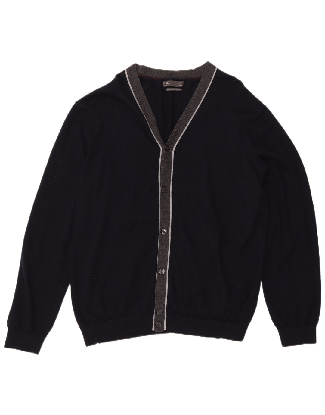 Marks & Spencer Herre Cardigan Sweater 2XL Marineblå Merinould