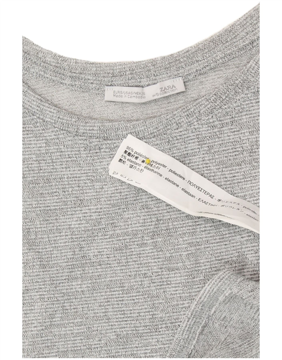 Zara Womens Longline Top Langærmet UK 10 Small Grå Flecked Polyester
