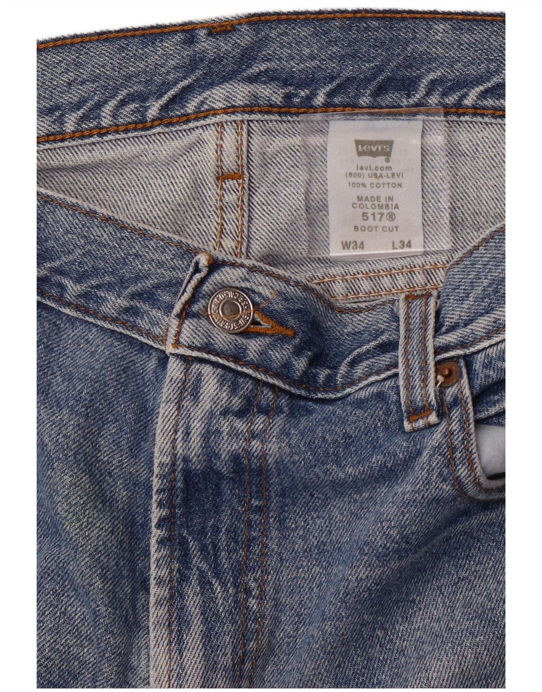 LEVI'S Herre 517 Bootcut Jeans W34 L34 Blå Bomuld