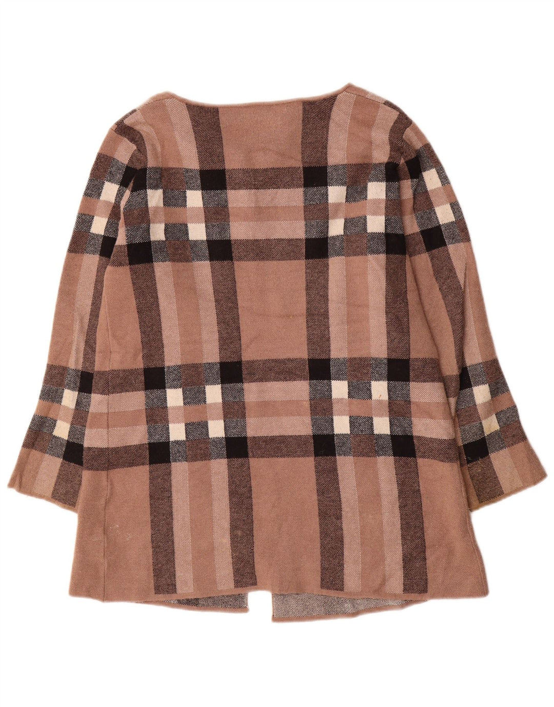 Zara Dame Cardigan Sweater UK 16 Stor brun ternet uld