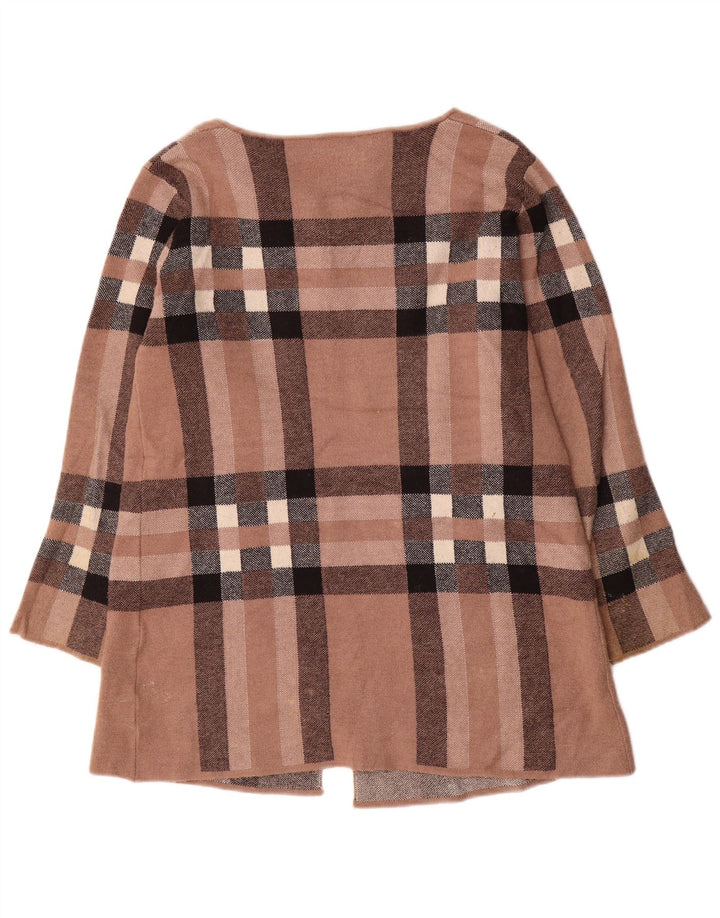 Zara Dame Cardigan Sweater UK 16 Stor brun ternet uld