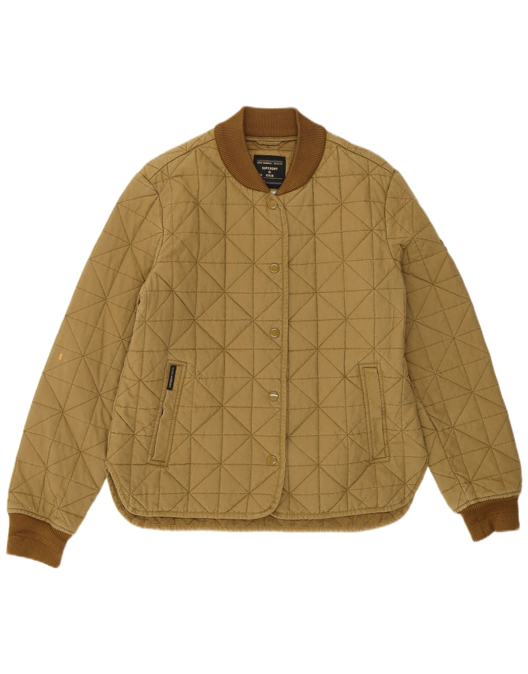 Superdry Quiltet jakke til kvinder UK 10 Small Khaki Cotton