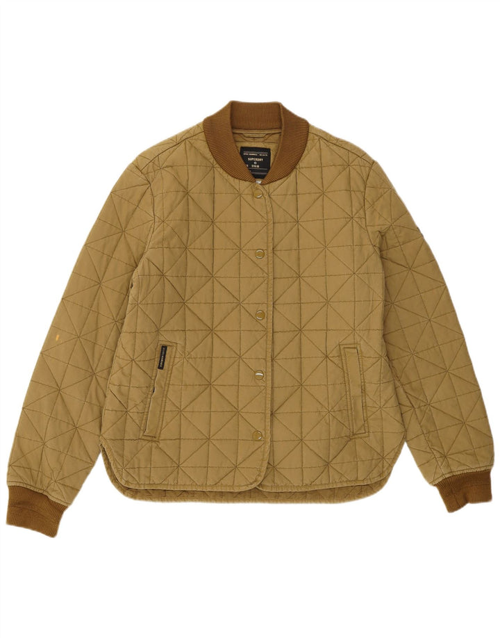 Superdry Quiltet jakke til kvinder UK 10 Small Khaki Cotton