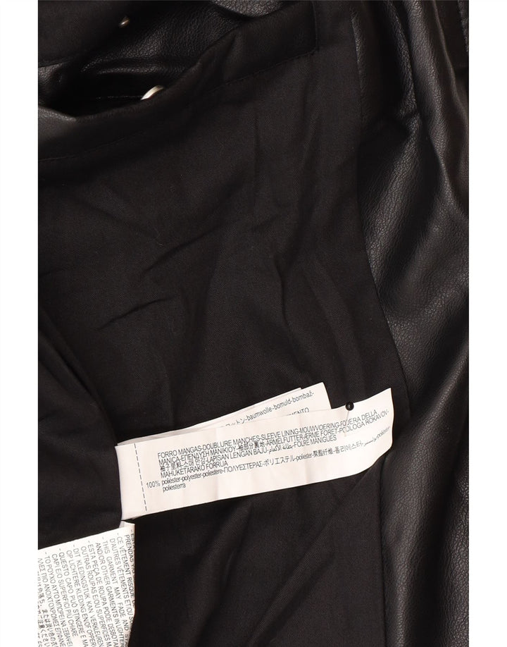 Zara Herre imiteret læderjakke UK 42 XL Sort Polyester