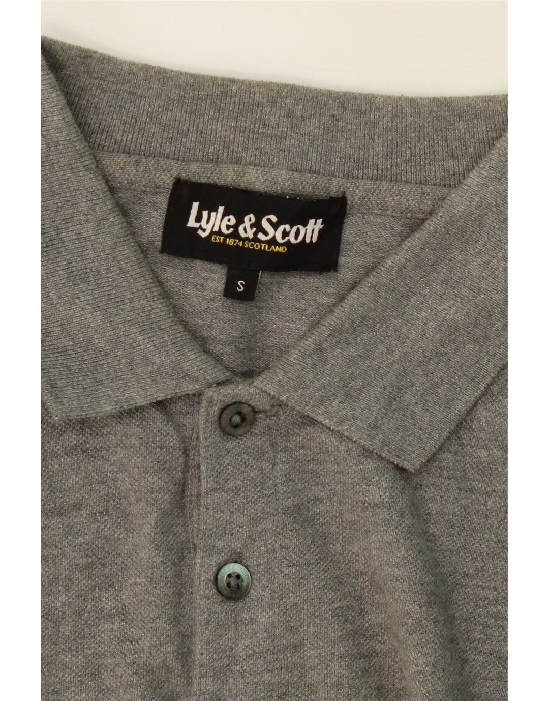 LYLE & SCOTT Womens Oversized Long Sleeve Polo Shirt UK 10 Small Grey Vintage Lyle & Scott and Second-Hand Lyle & Scott from Messina Hembry 