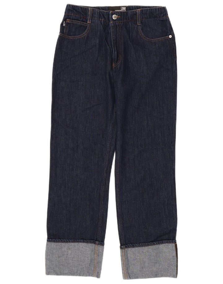MOSCHINO Straight Jeans til kvinder W30 L28 Marineblå Bomuld