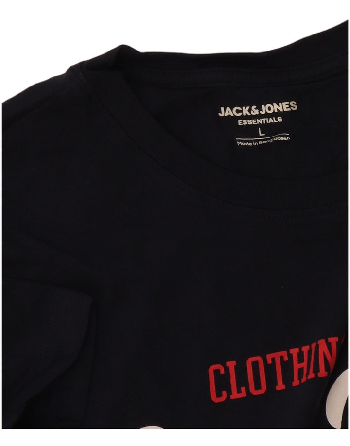 Jack & Jones Herre grafisk T-shirt Top Stor marineblå