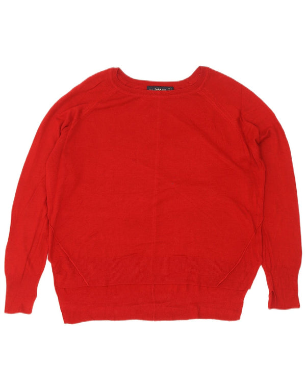 Zara Dame Oversized Boat Neck Jumper Sweater UK 10 Small Red