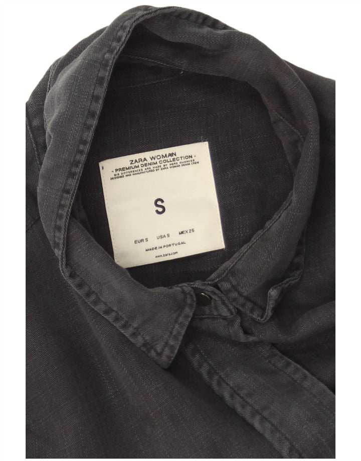 Zara Dame Oversized Skjorte UK 10 Lille Grå Lyocell