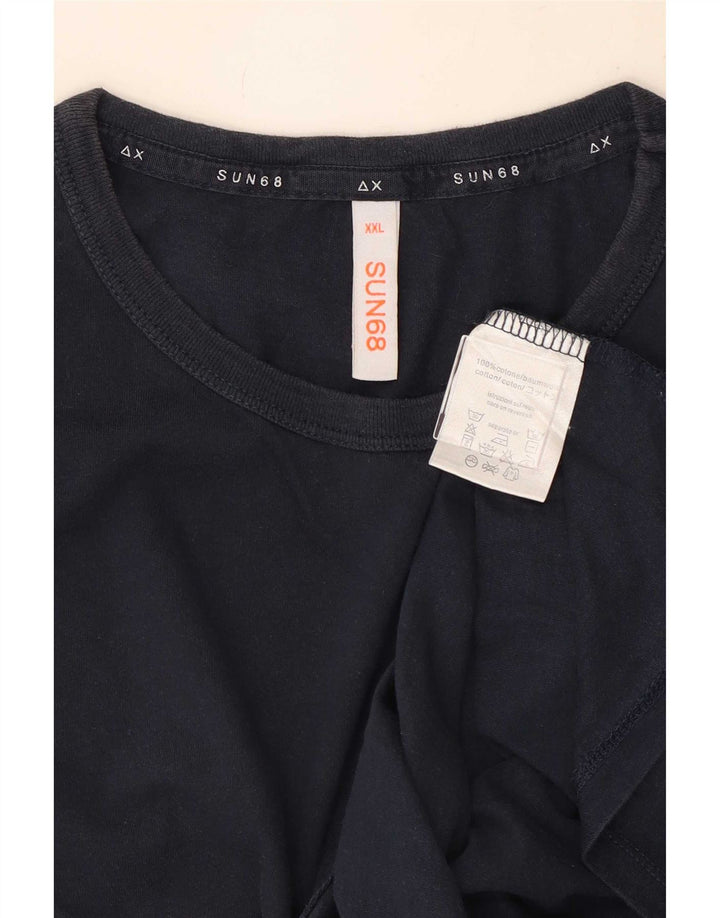 Sun68 Herre T-Shirt Top 2XL Marineblå Bomuld