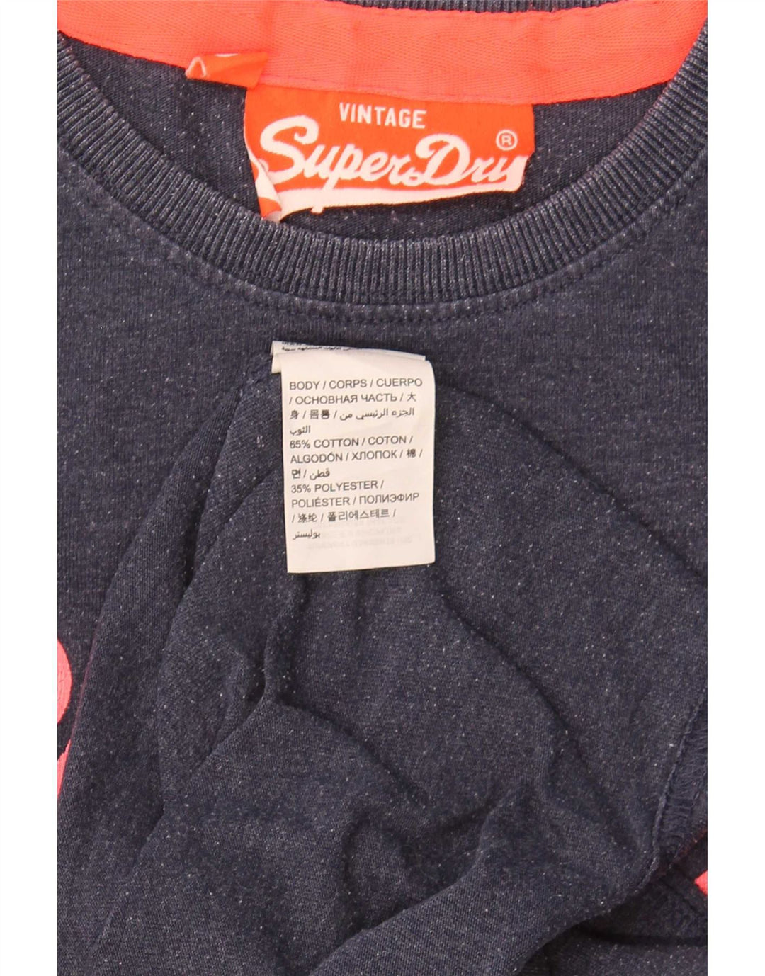 Superdry Grafisk T-shirt top til mænd, lille marineblå bomuld