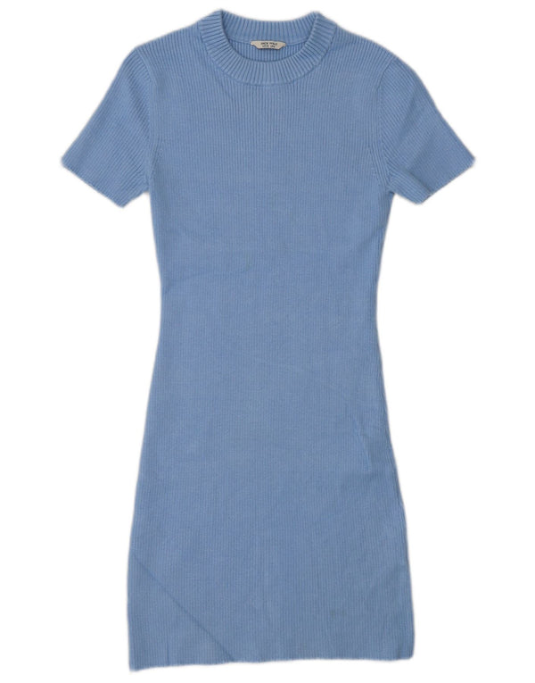 Jack Wills Dame Kortærmede Jumper Dress UK 10 Small Blue Viscose