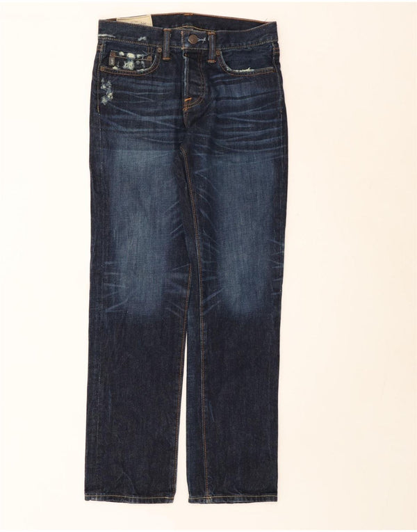 ABERCROMBIE & FITCH Distressed Straight Jeans til mænd W28 L30 Marineblå